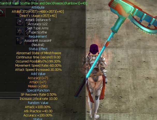 Saintroll Valor Scythe (Pow and Dex)(Freeze)(Rainbow)