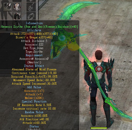 Genesis Scythe (Pow and Dex)(Freeze)(Rainbow)