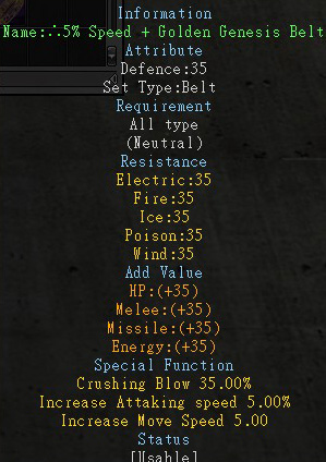 ?5% Speed + Golden Genesis Belt